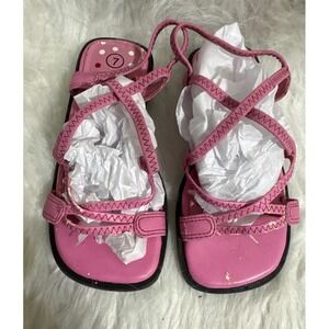 Kid Connection Pink Strappy Sandals Y2K Polka Dot Superstretch Square Toe Size 7